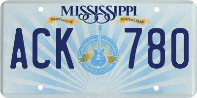 MS license plate ACK780