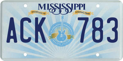 MS license plate ACK783
