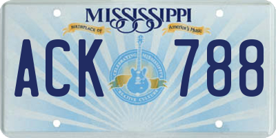 MS license plate ACK788