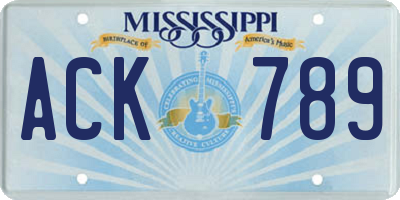 MS license plate ACK789
