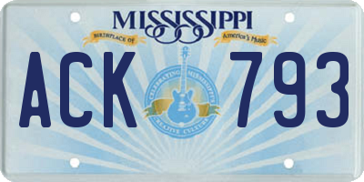 MS license plate ACK793