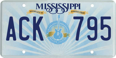 MS license plate ACK795