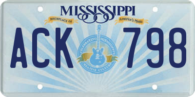 MS license plate ACK798