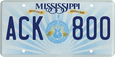 MS license plate ACK800