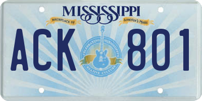 MS license plate ACK801