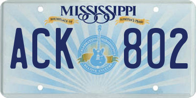MS license plate ACK802
