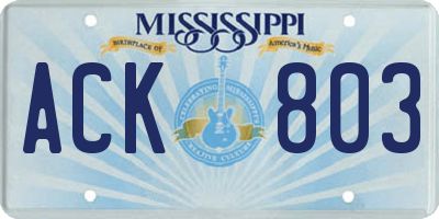 MS license plate ACK803