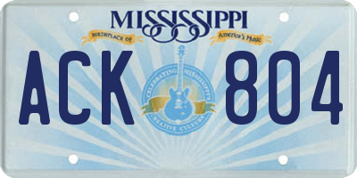 MS license plate ACK804