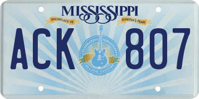 MS license plate ACK807