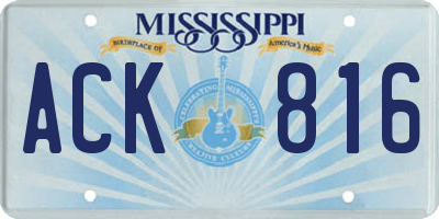 MS license plate ACK816