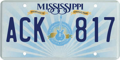 MS license plate ACK817