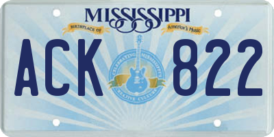 MS license plate ACK822