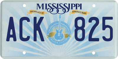 MS license plate ACK825