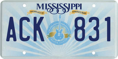 MS license plate ACK831