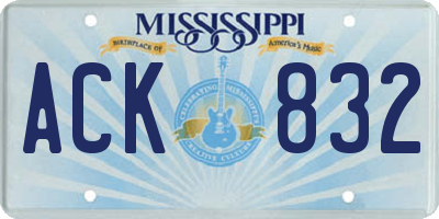 MS license plate ACK832