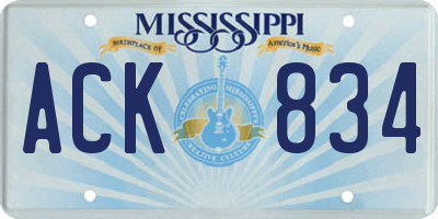 MS license plate ACK834