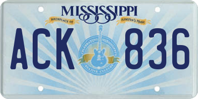 MS license plate ACK836