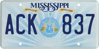 MS license plate ACK837