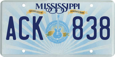 MS license plate ACK838