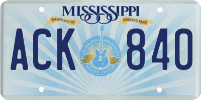 MS license plate ACK840