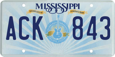 MS license plate ACK843