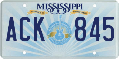 MS license plate ACK845