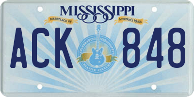 MS license plate ACK848