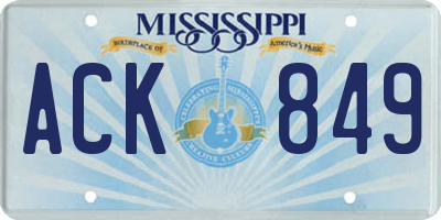 MS license plate ACK849