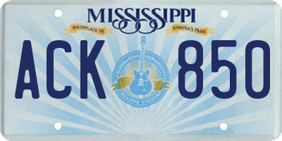 MS license plate ACK850