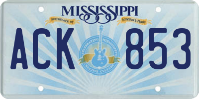 MS license plate ACK853