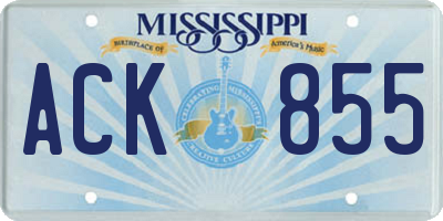 MS license plate ACK855