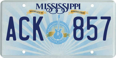 MS license plate ACK857