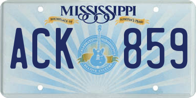MS license plate ACK859
