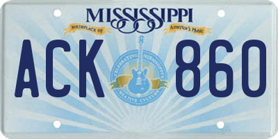 MS license plate ACK860