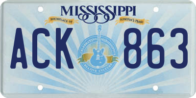 MS license plate ACK863