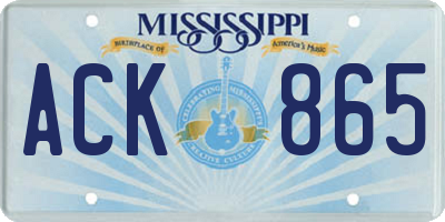 MS license plate ACK865