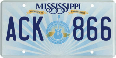 MS license plate ACK866