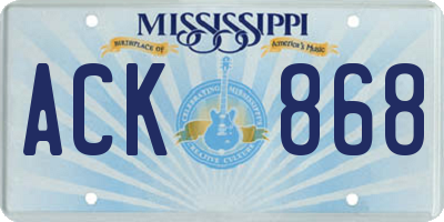 MS license plate ACK868
