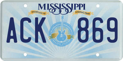 MS license plate ACK869