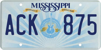 MS license plate ACK875