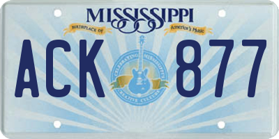 MS license plate ACK877