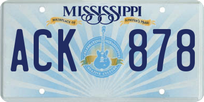 MS license plate ACK878