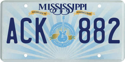 MS license plate ACK882