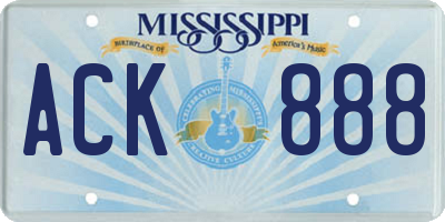 MS license plate ACK888