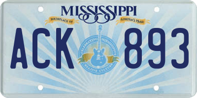 MS license plate ACK893