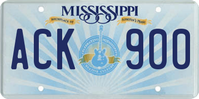 MS license plate ACK900