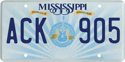 MS license plate ACK905
