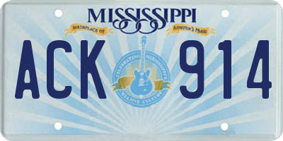 MS license plate ACK914