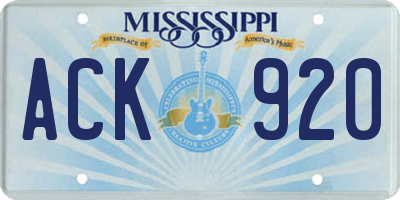 MS license plate ACK920