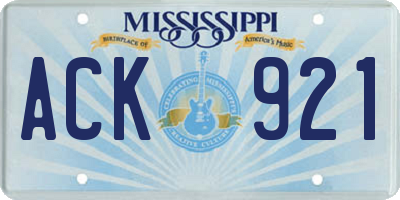 MS license plate ACK921